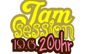 Plakat mit Aufschrift: "The original Gasparitsch Jam Session, 19.06. 20 Uhr. Rotenbergstr. 125. Stuttgart Ost.